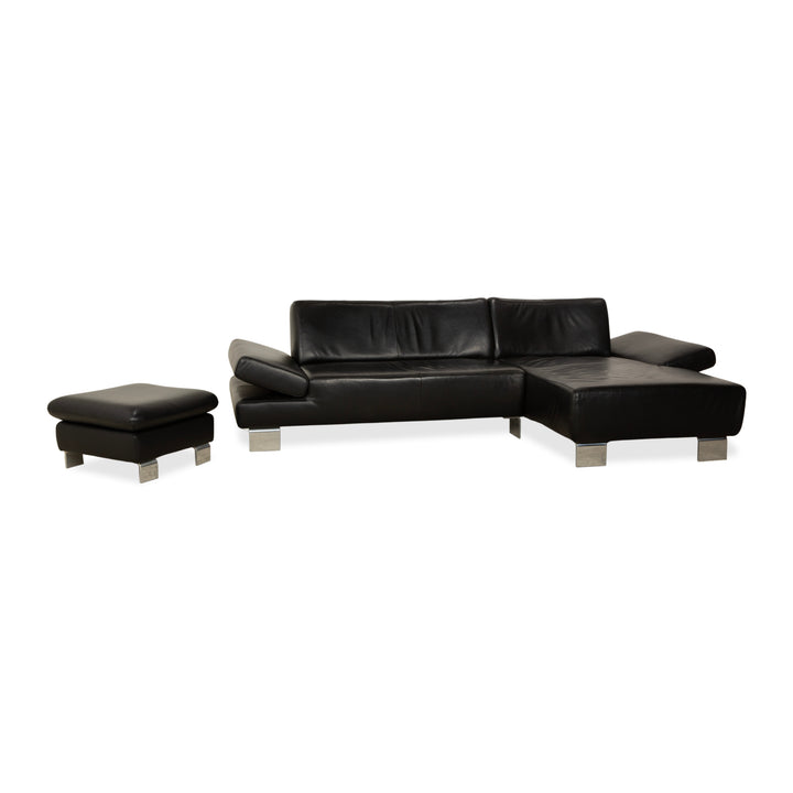 Willi Schillig Taboo Leder Ecksofa Hocker Schwarz manuelle Funktion Recamiere rechts Sofa Couch