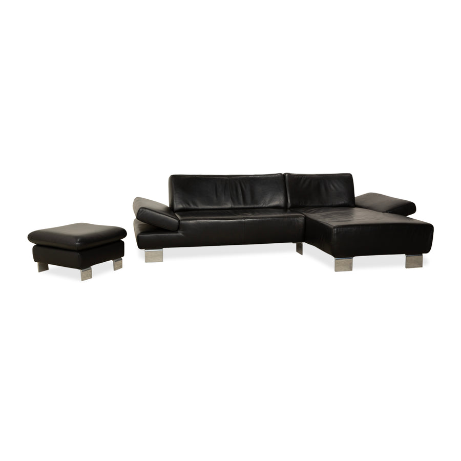 Willi Schillig Taboo Leder Ecksofa Hocker Schwarz manuelle Funktion Recamiere rechts Sofa Couch