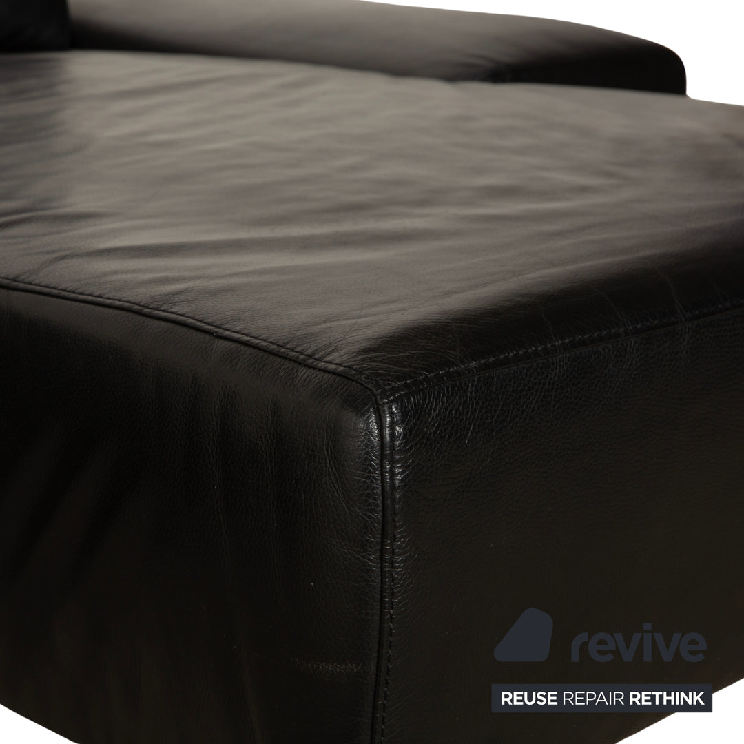 Willi Schillig Taboo Leder Ecksofa Hocker Schwarz manuelle Funktion Recamiere rechts Sofa Couch