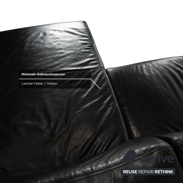 Willi Schillig Taboo Leder Ecksofa Hocker Schwarz manuelle Funktion Recamiere rechts Sofa Couch
