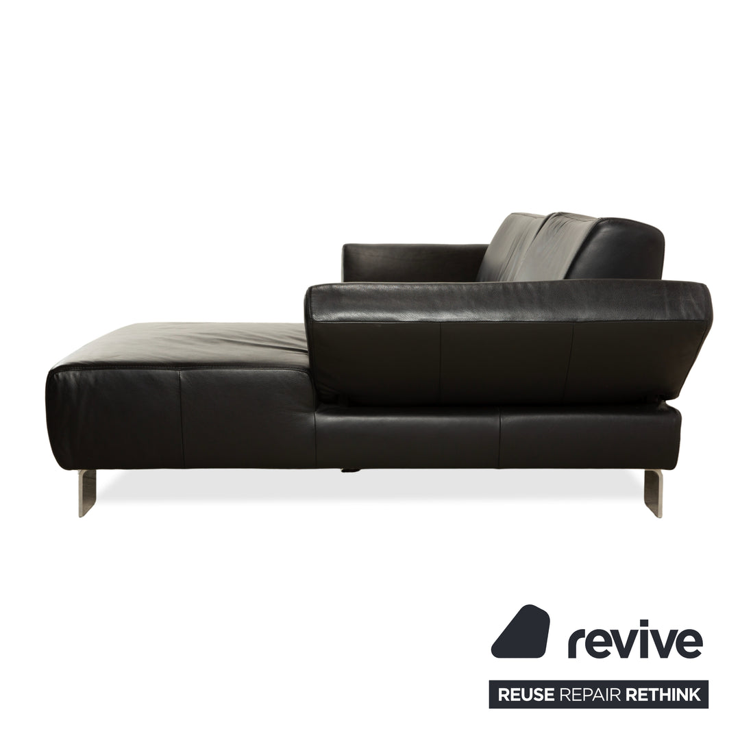 Willi Schillig Taboo Leder Ecksofa Hocker Schwarz manuelle Funktion Recamiere rechts Sofa Couch