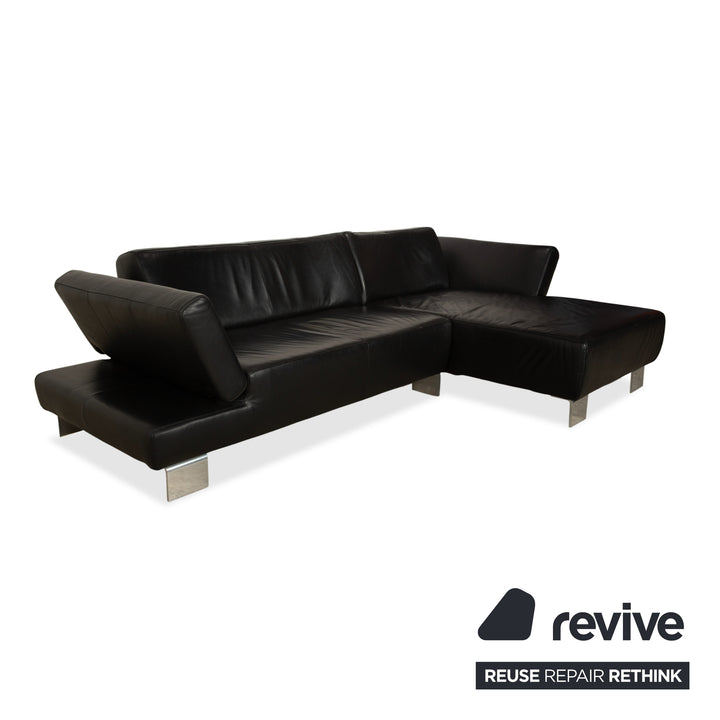 Willi Schillig Taboo Leder Ecksofa Hocker Schwarz manuelle Funktion Recamiere rechts Sofa Couch