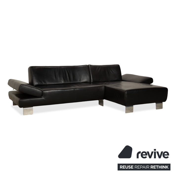 Willi Schillig Taboo Leder Ecksofa Hocker Schwarz manuelle Funktion Recamiere rechts Sofa Couch