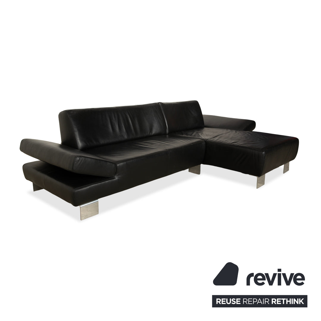 Willi Schillig Taboo Leder Ecksofa Hocker Schwarz manuelle Funktion Recamiere rechts Sofa Couch