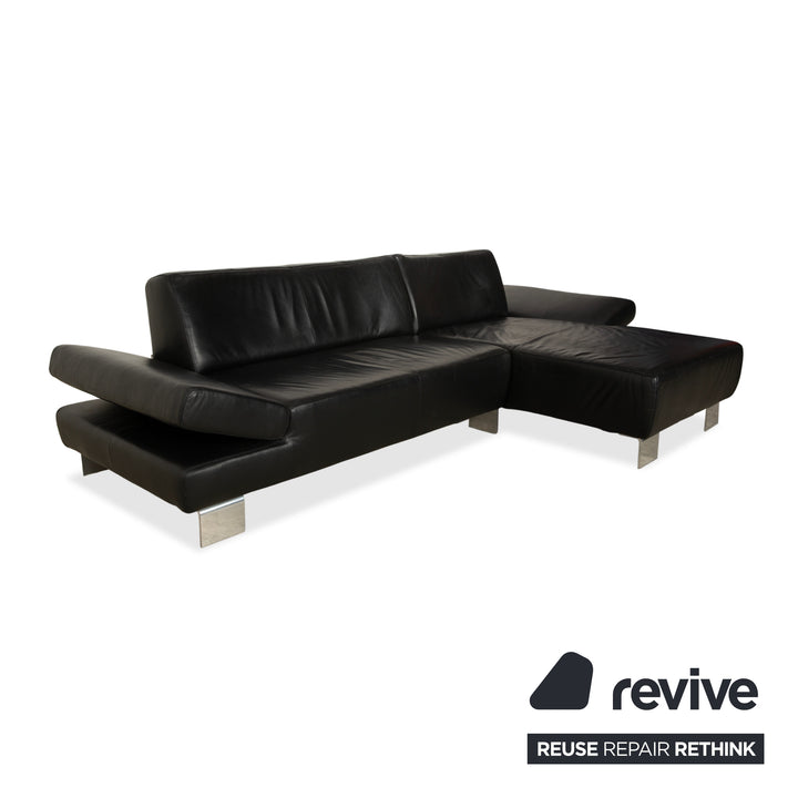 Willi Schillig Taboo Leder Ecksofa Hocker Schwarz manuelle Funktion Recamiere rechts Sofa Couch
