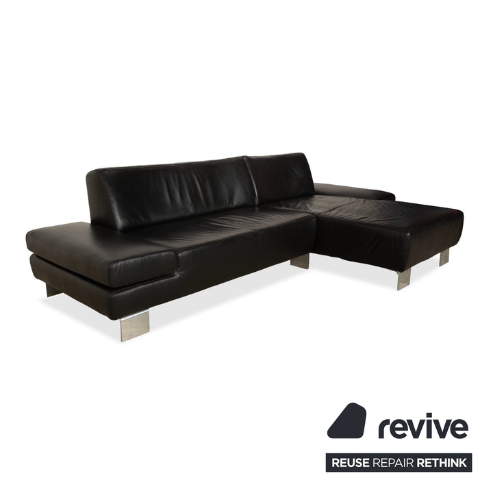 Willi Schillig Taboo Leder Ecksofa Hocker Schwarz manuelle Funktion Recamiere rechts Sofa Couch