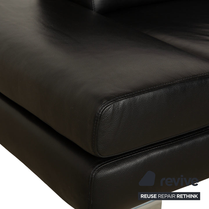 Willi Schillig Taboo Leder Ecksofa Hocker Schwarz manuelle Funktion Recamiere rechts Sofa Couch