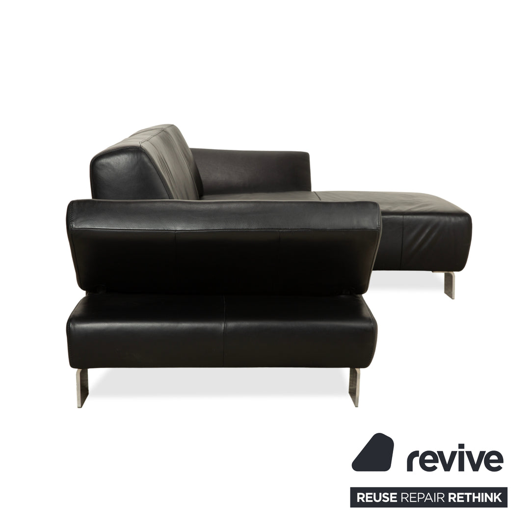 Willi Schillig Taboo Leder Ecksofa Hocker Schwarz manuelle Funktion Recamiere rechts Sofa Couch