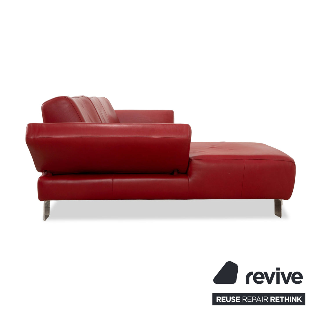 Willi Schillig Taboo Leder Ecksofa Rot Couch manuelle Funktion Recamiere links