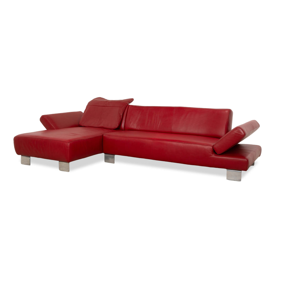 Willi Schillig Taboo Leder Ecksofa Rot Couch manuelle Funktion Recamiere links