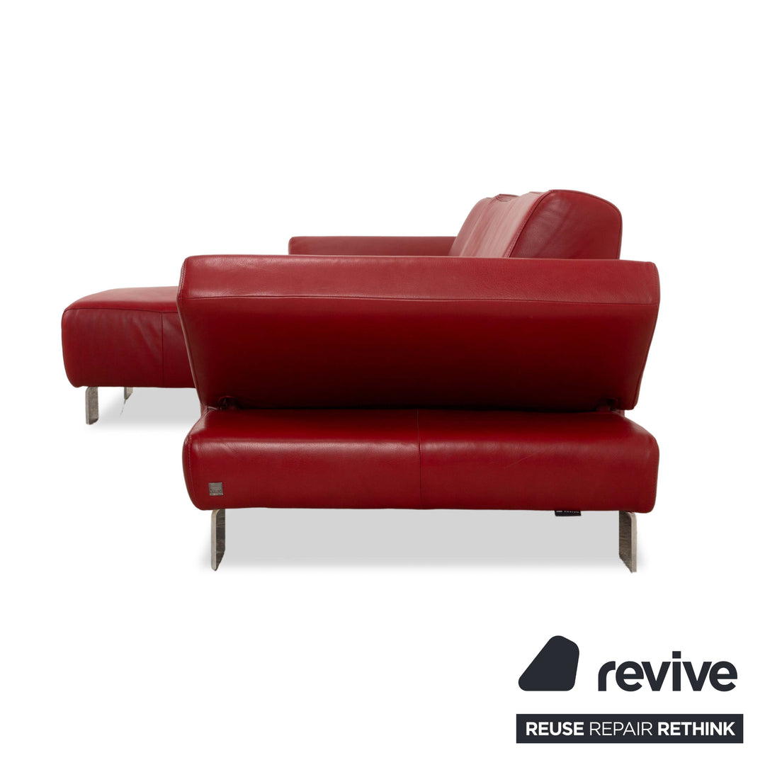 Willi Schillig Taboo Leder Ecksofa Rot Couch manuelle Funktion Recamiere links