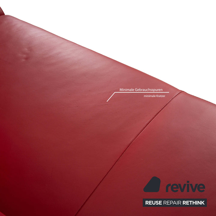 Willi Schillig Taboo Leder Ecksofa Rot Couch manuelle Funktion Recamiere links