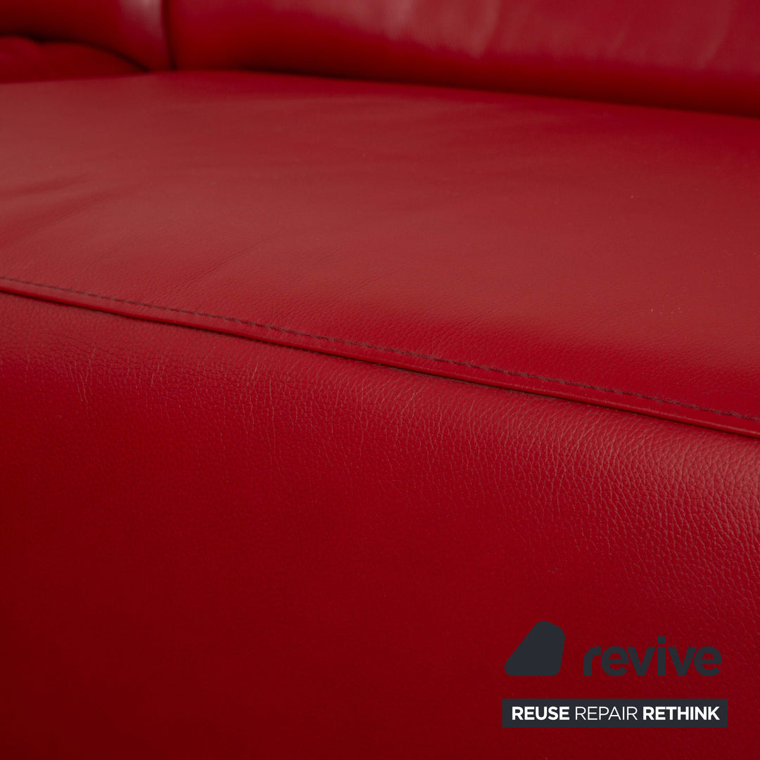 Willi Schillig Taboo Leder Ecksofa Rot Couch manuelle Funktion Recamiere links