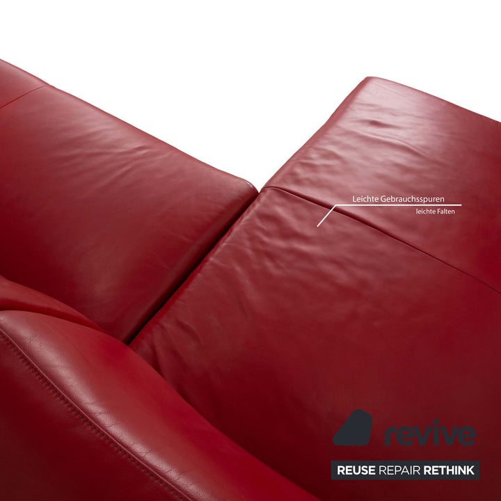 Willi Schillig Taboo Leder Ecksofa Rot Couch manuelle Funktion Recamiere links