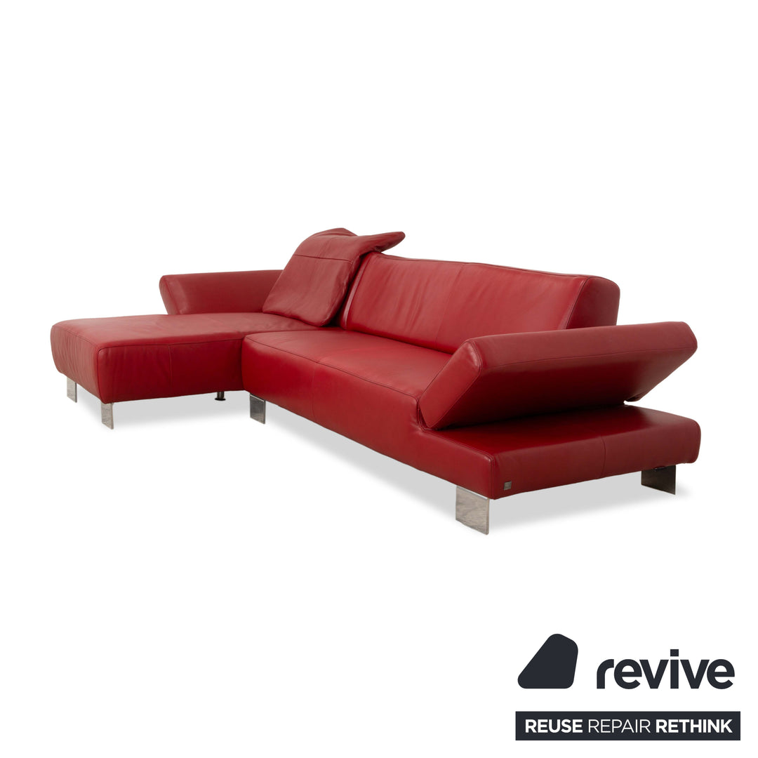 Willi Schillig Taboo Leder Ecksofa Rot Couch manuelle Funktion Recamiere links