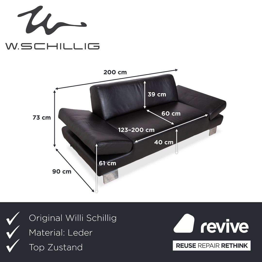 Willi Schillig Taboo Leder Sofa Schwarz manuelle Funktion Couch