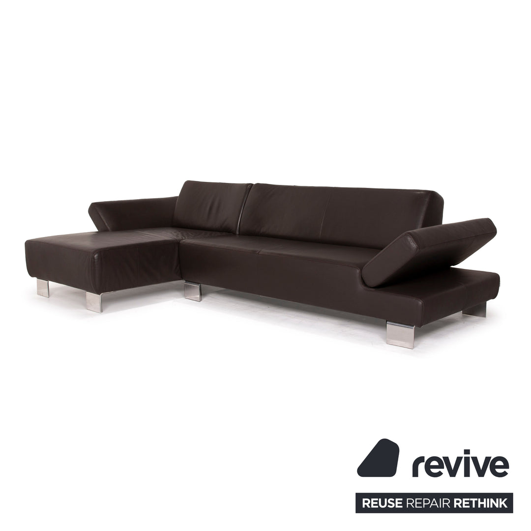 Willi Schillig Taboo Canapé en cuir marron Canapé d'angle 3 places Fonction