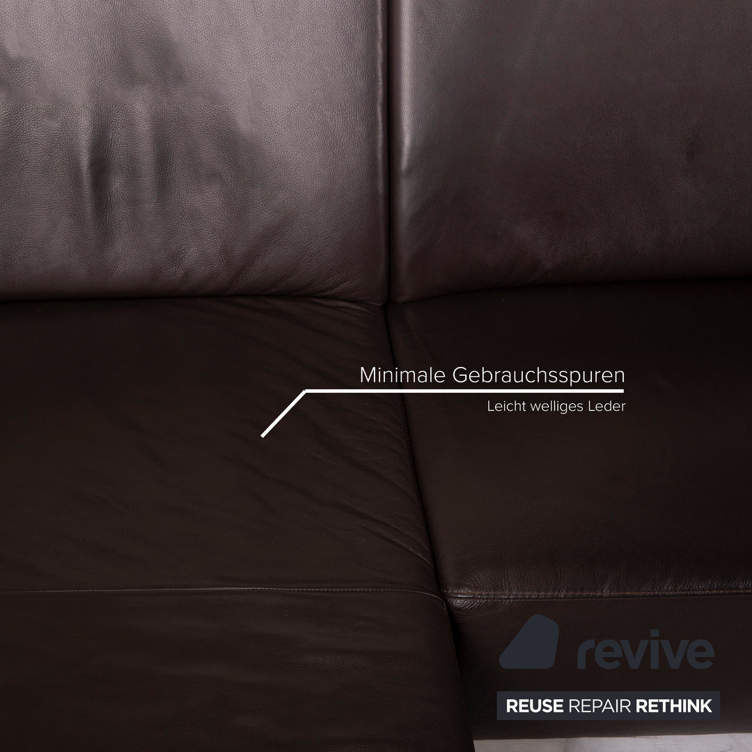 Willi Schillig Taboo Canapé en cuir marron Canapé d'angle 3 places Fonction