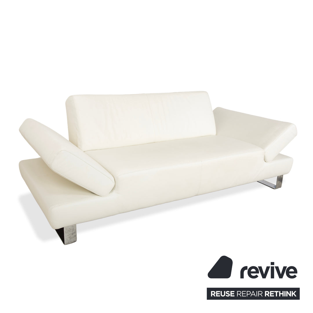 Willi Schillig Taboo Leder Zweisitzer Creme Sofa Couch