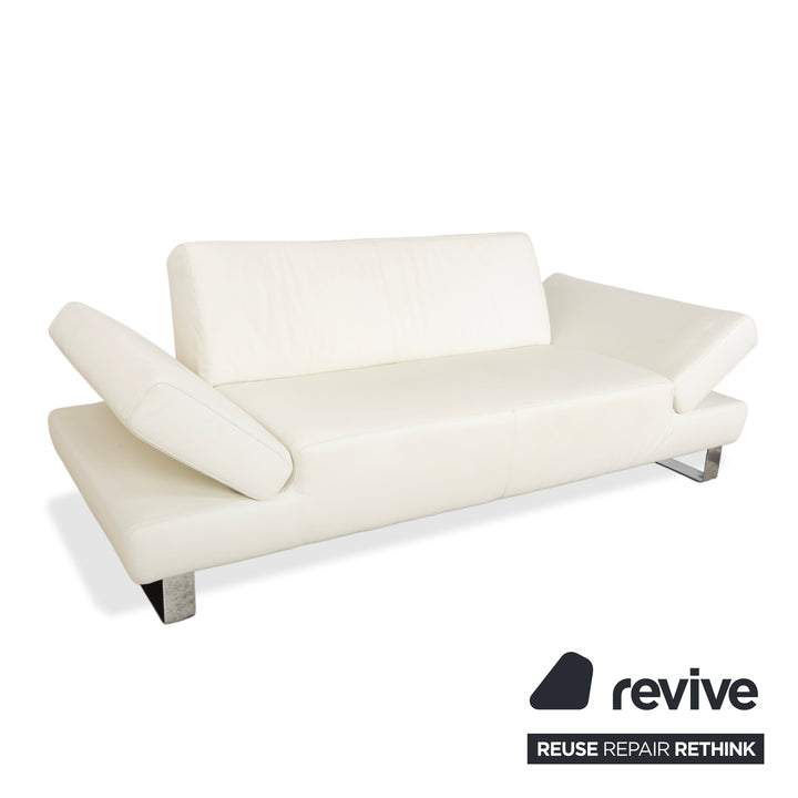 Willi Schillig Taboo Leder Zweisitzer Creme Sofa Couch
