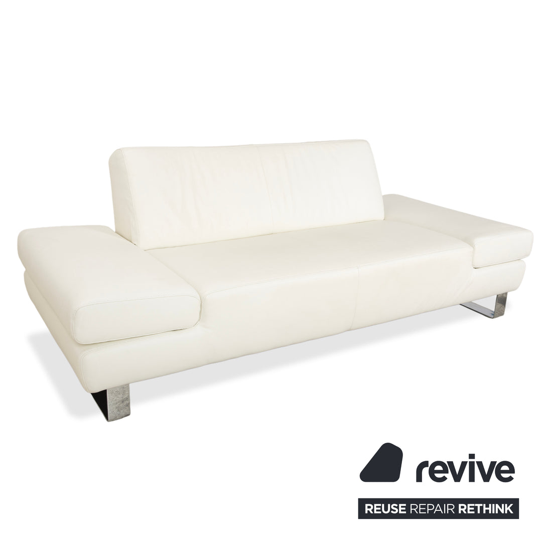 Willi Schillig Taboo Leder Zweisitzer Creme Sofa Couch