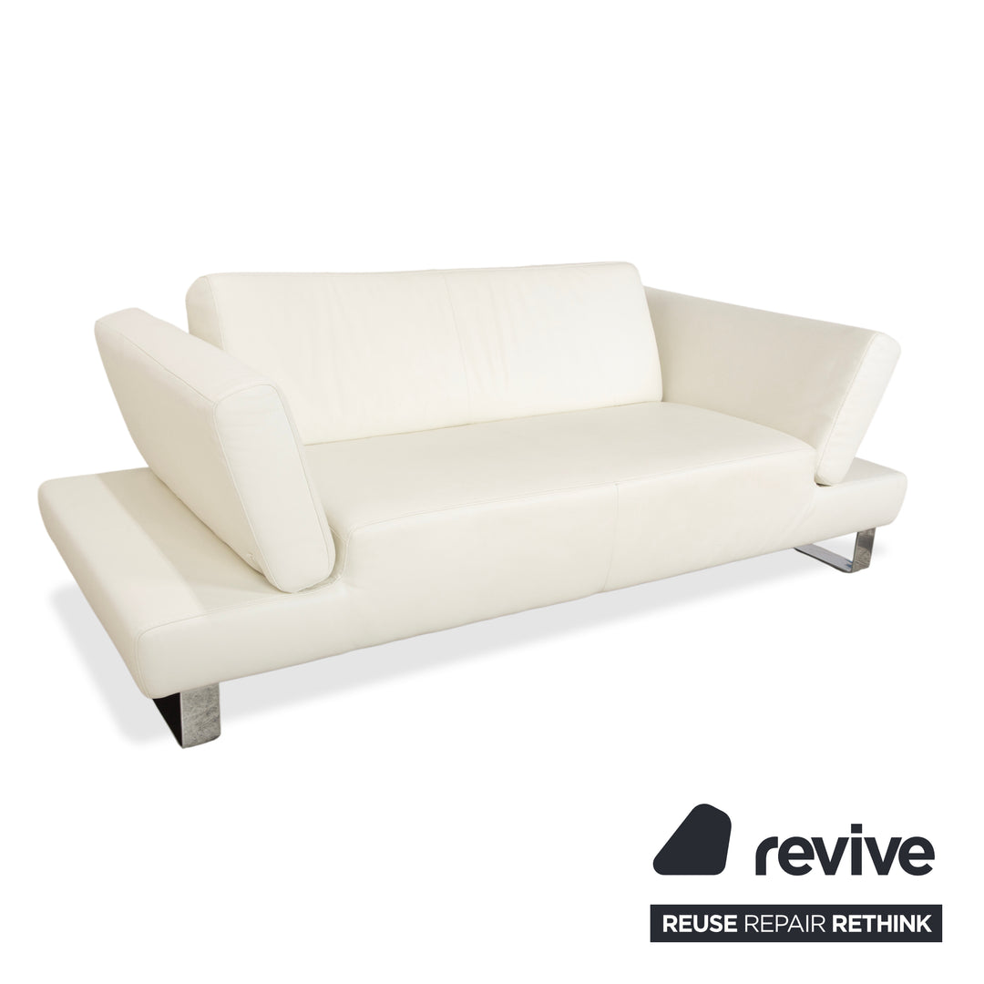 Willi Schillig Taboo Leder Zweisitzer Creme Sofa Couch