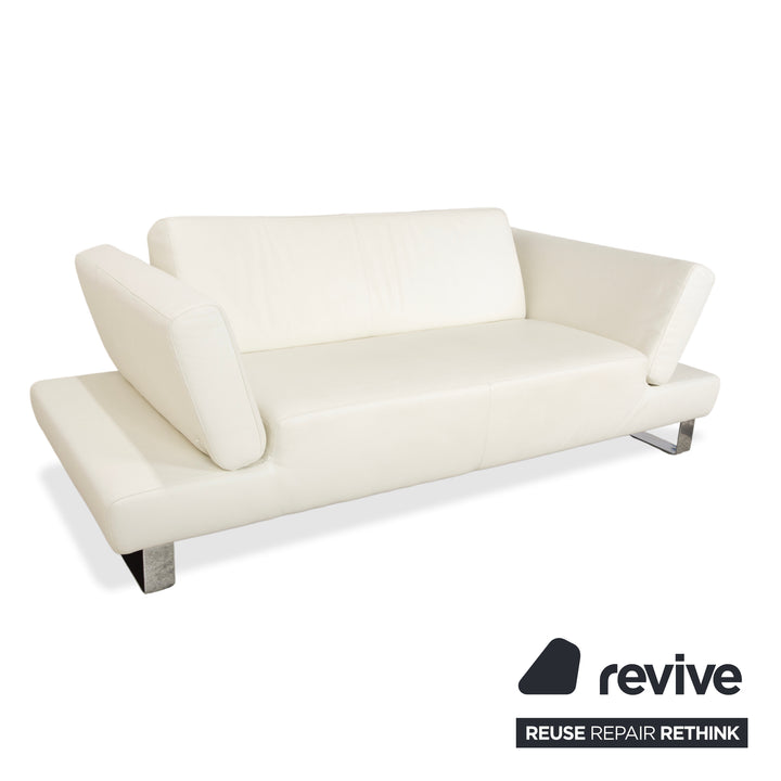 Willi Schillig Taboo Leder Zweisitzer Creme Sofa Couch