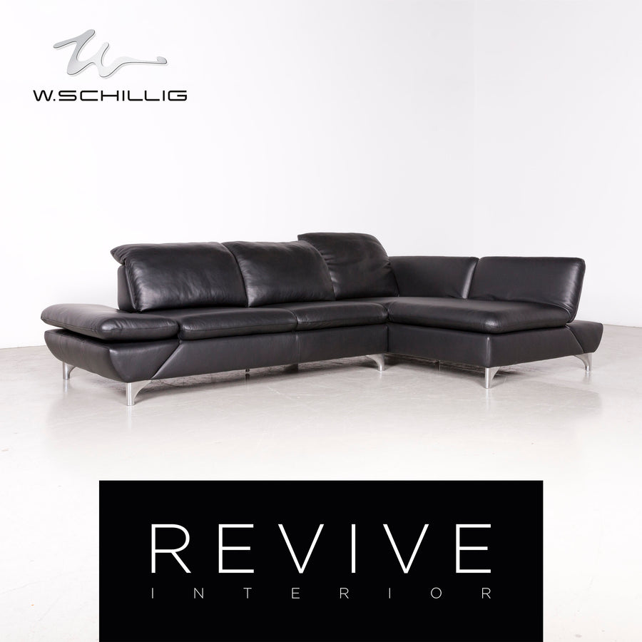 Willi Schillig Taoo Designer Leder Ecksofa Schwarz Echtleder Sofa Couch #7374