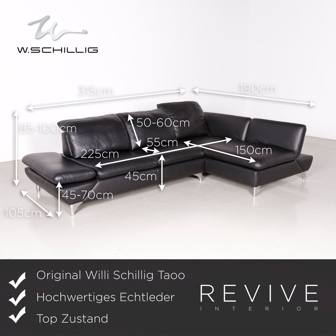 Willi Schillig Taoo Designer Leder Ecksofa Schwarz Echtleder Sofa Couch #7374