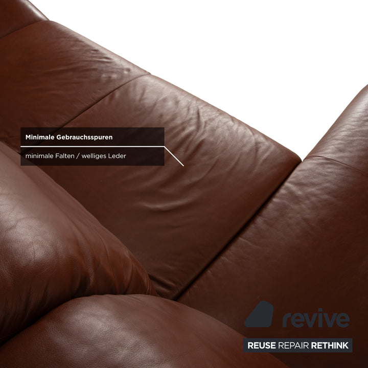 Willi Schillig Taoo leather corner sofa brown chestnut manual function sofa couch