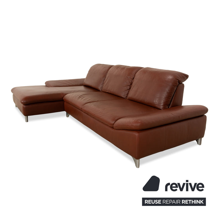 Willi Schillig Taoo Leder Ecksofa Braun Kastanie manuelle Funktion Sofa Couch
