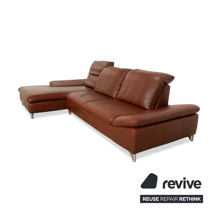 Willi Schillig Taoo leather corner sofa brown chestnut manual function sofa couch