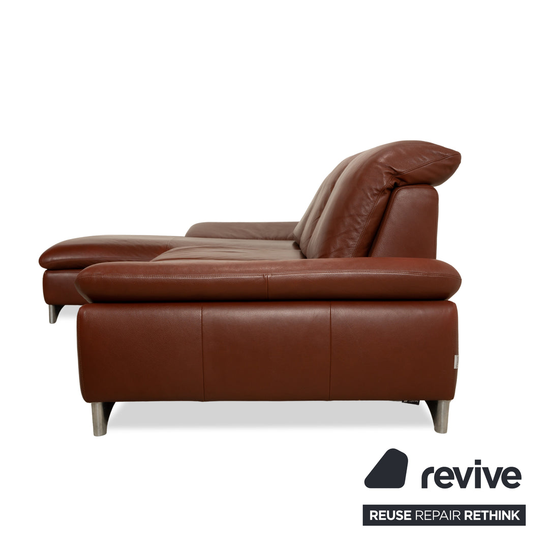 Willi Schillig Taoo leather corner sofa brown chestnut manual function sofa couch