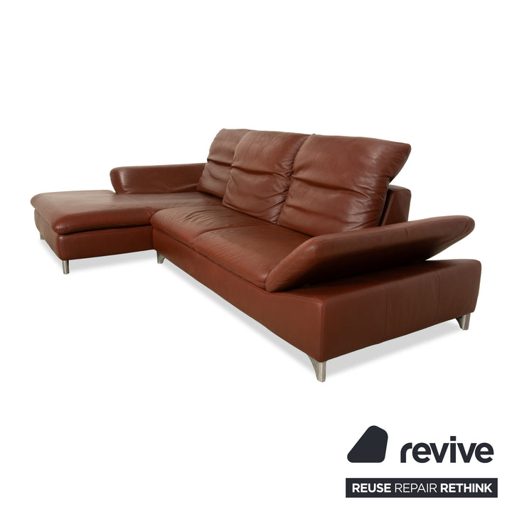 Willi Schillig Taoo Leder Ecksofa Braun Kastanie manuelle Funktion Sofa Couch