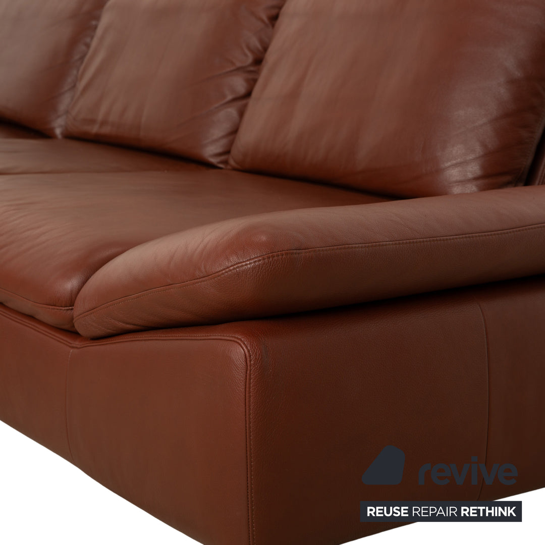 Willi Schillig Taoo Leder Ecksofa Braun Kastanie manuelle Funktion Sofa Couch