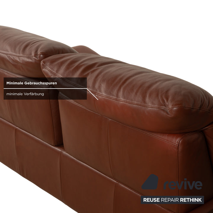 Willi Schillig Taoo leather corner sofa brown chestnut manual function sofa couch
