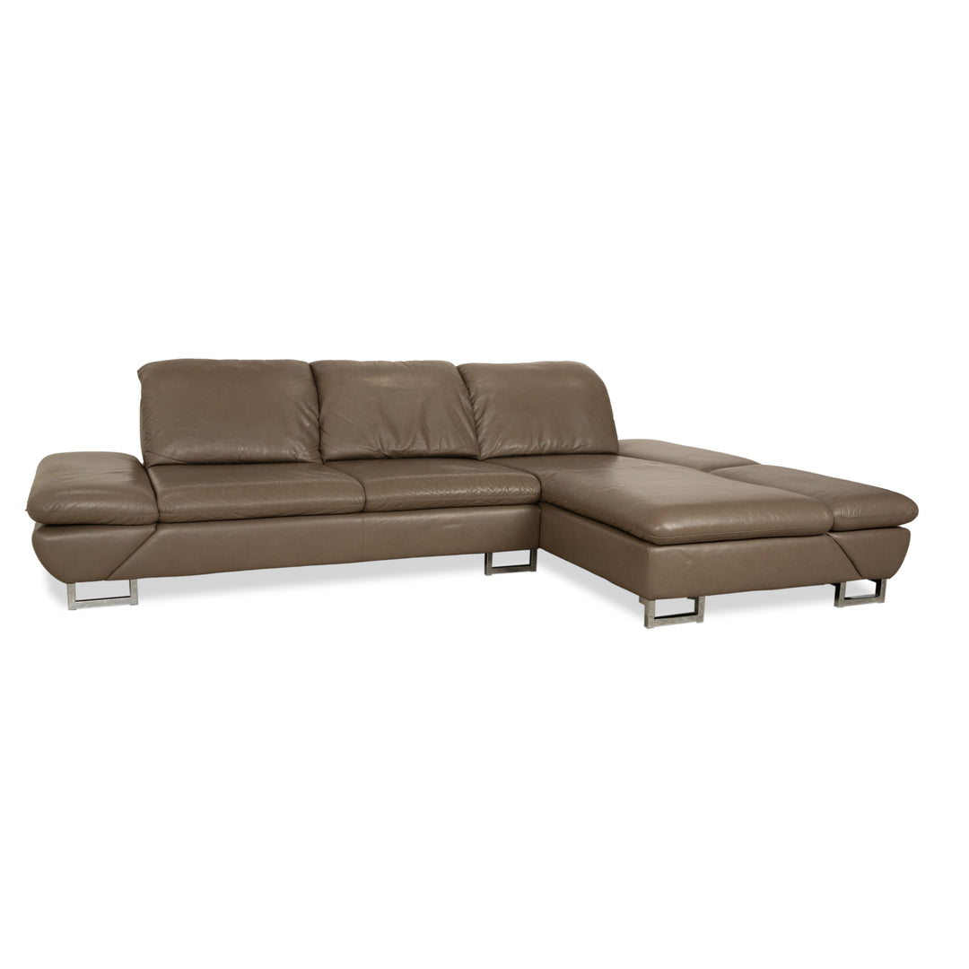 Willi Schillig Taoo leather corner sofa brown taupe manual function sofa couch