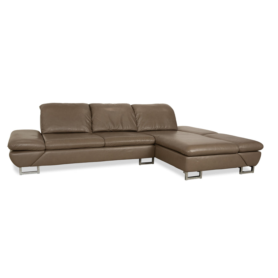 Willi Schillig Taoo leather corner sofa brown taupe manual function sofa couch