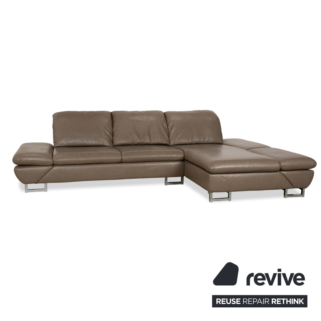Willi Schillig Taoo leather corner sofa brown taupe manual function sofa couch