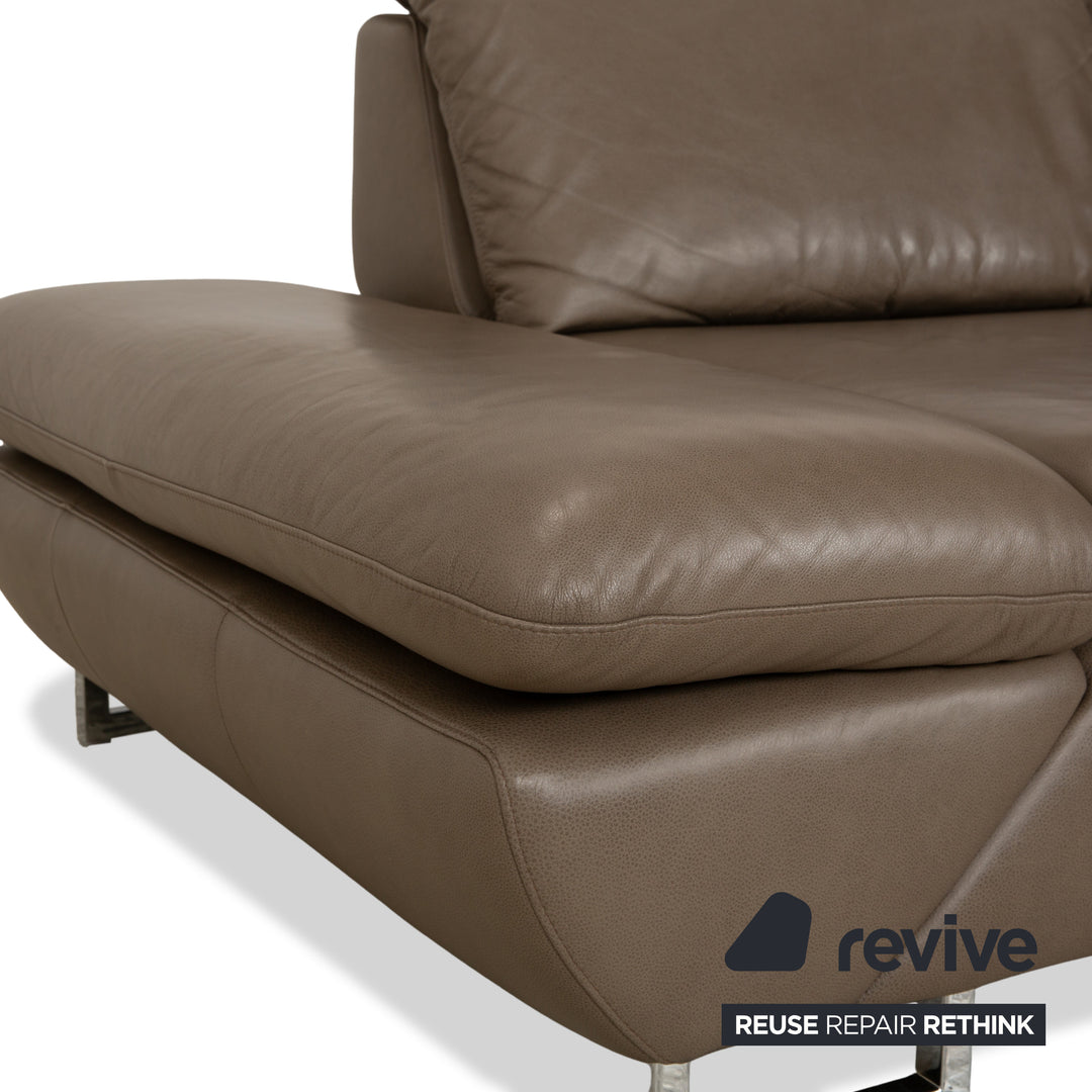 Willi Schillig Taoo leather corner sofa brown taupe manual function sofa couch