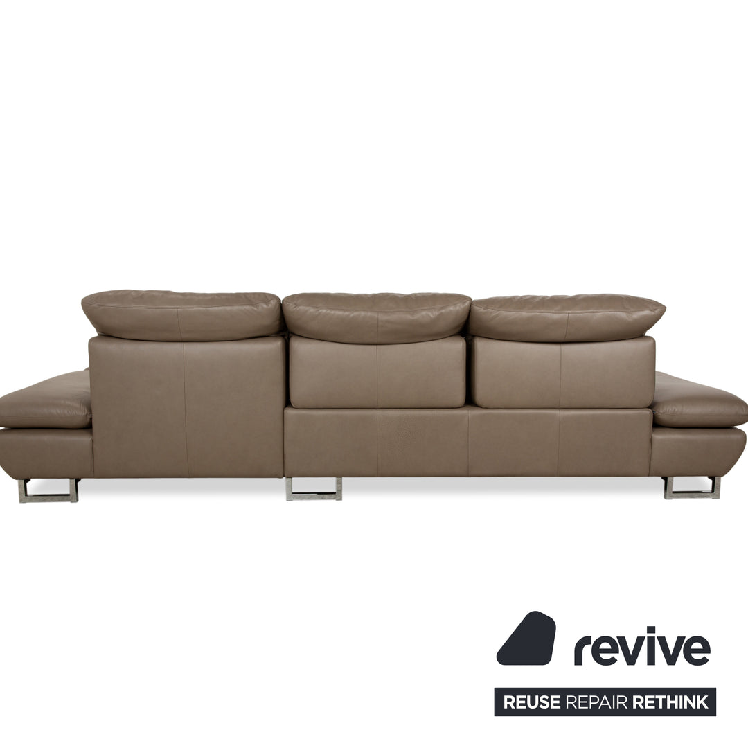 Willi Schillig Taoo leather corner sofa brown taupe manual function sofa couch