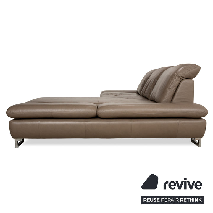 Willi Schillig Taoo leather corner sofa brown taupe manual function sofa couch