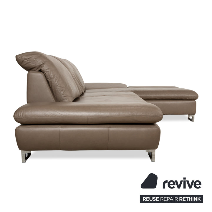 Willi Schillig Taoo leather corner sofa brown taupe manual function sofa couch