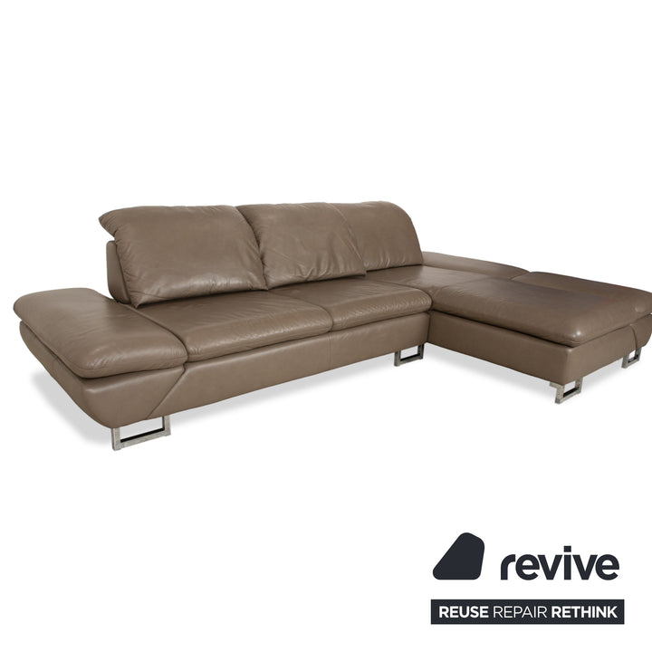 Willi Schillig Taoo leather corner sofa brown taupe manual function sofa couch