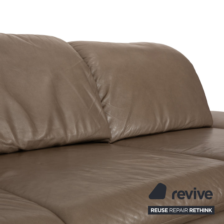 Willi Schillig Taoo leather corner sofa brown taupe manual function sofa couch