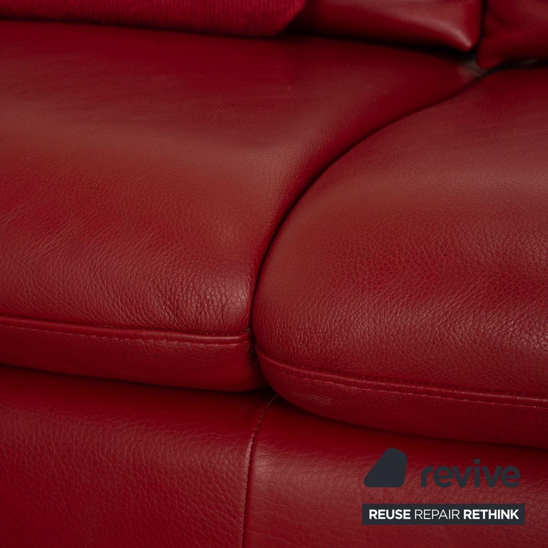 Willi Schillig Taoo Leder Ecksofa Rot manuelle Funktion Recamiere Links Sofa Couch