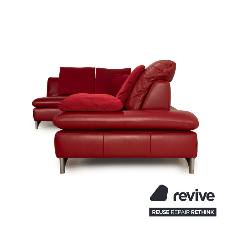 Willi Schillig Taoo Leder Ecksofa Rot manuelle Funktion Recamiere Links Sofa Couch