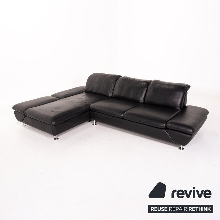 Willi Schillig Taoo Leather Corner Sofa Black Sofa Function Couch #14570