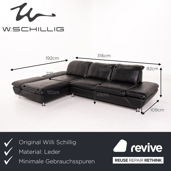 Willi Schillig Taoo Leder Ecksofa Schwarz Sofa Funktion Couch #14570