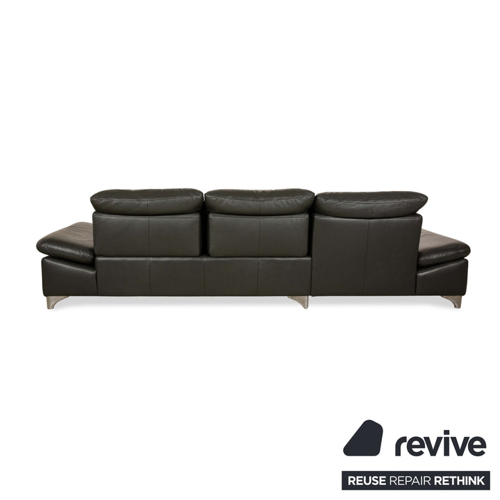 Willi Schillig Taoo Leder Ecksofa Sofa Couch Grau Recamiere Links manuelle Funktion